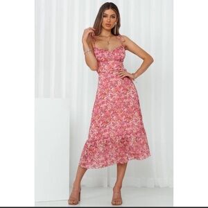 Petal and Pup Pink Floral Midi Dress
